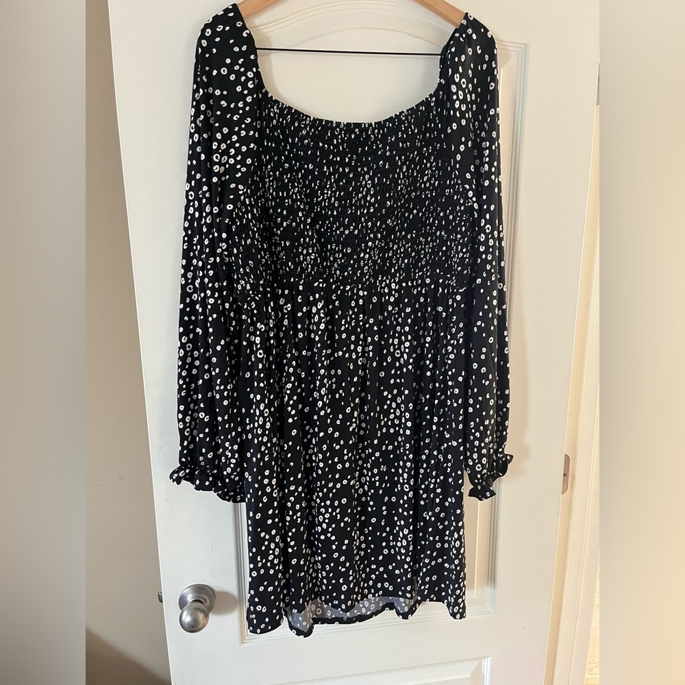 White Birch Black with Small white Dot Pattern Stretch midi length Size 3X - Picture 11 of 16